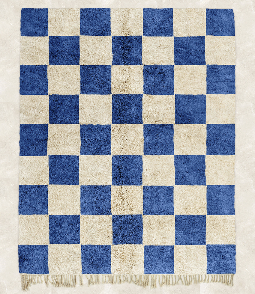 Moroccan custom rug from Beni Ourain, Wool, Blue