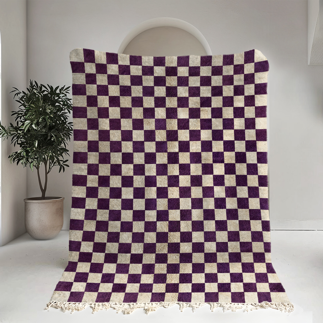 Moroccan custom rug from Beni Ourain, Wool, Purple