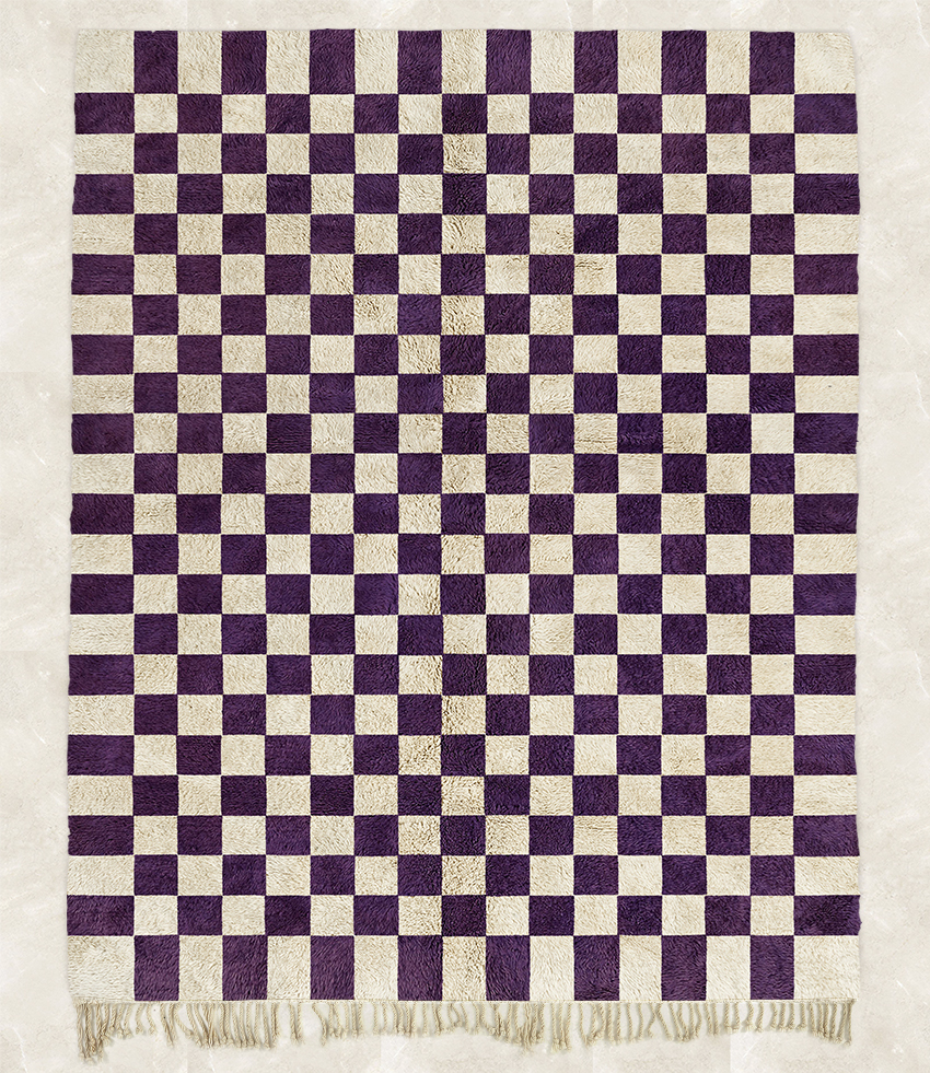 Moroccan custom rug from Beni Ourain, Wool, Purple