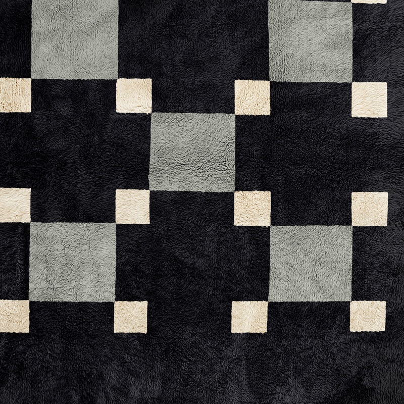 Moroccan custom rug from Beni Ourain, Wool, Black