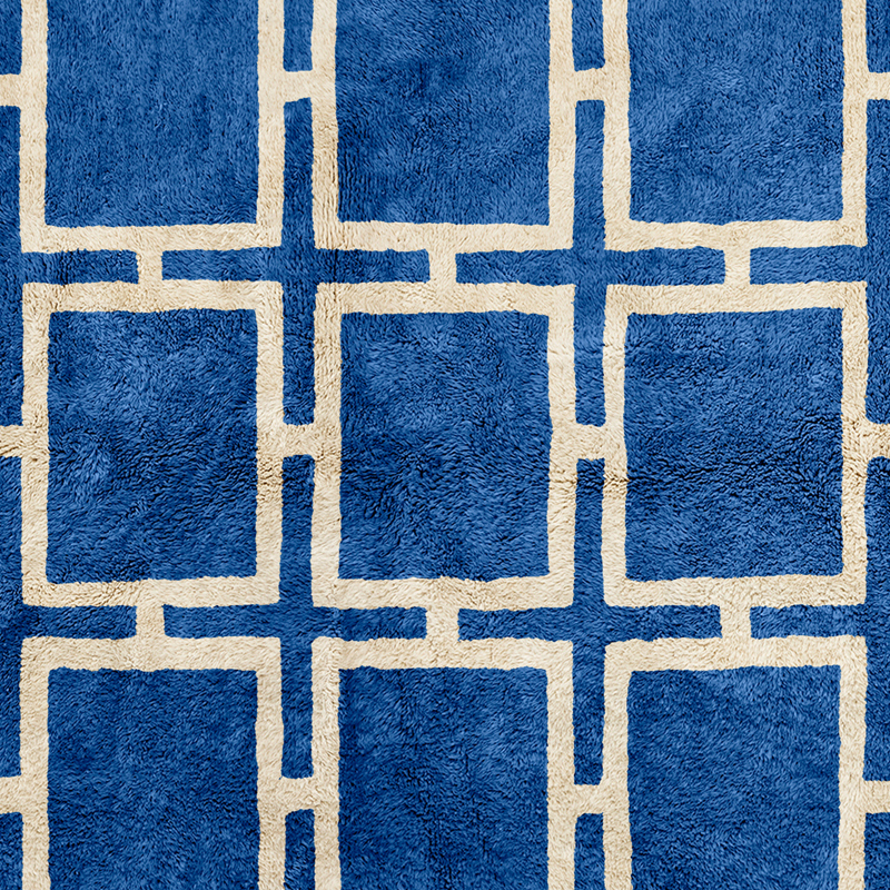 Moroccan custom rug from Beni Ourain, Wool, Blue