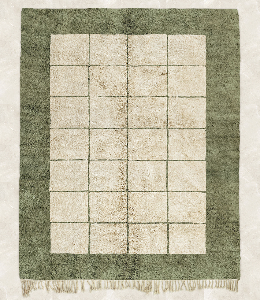 Moroccan custom rug from Beni Ourain, Wool, Green