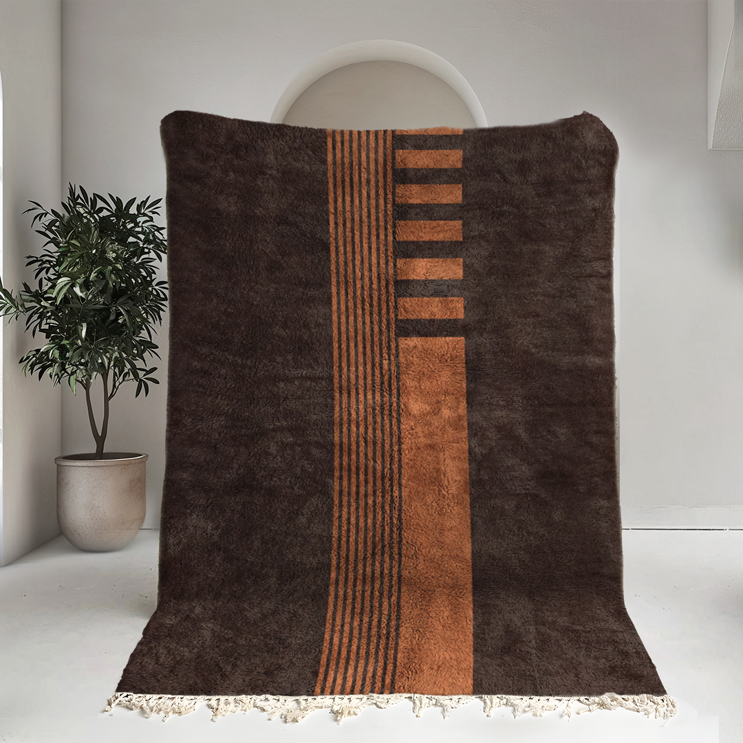 Moroccan custom rug from Beni Ourain, Wool, Brown