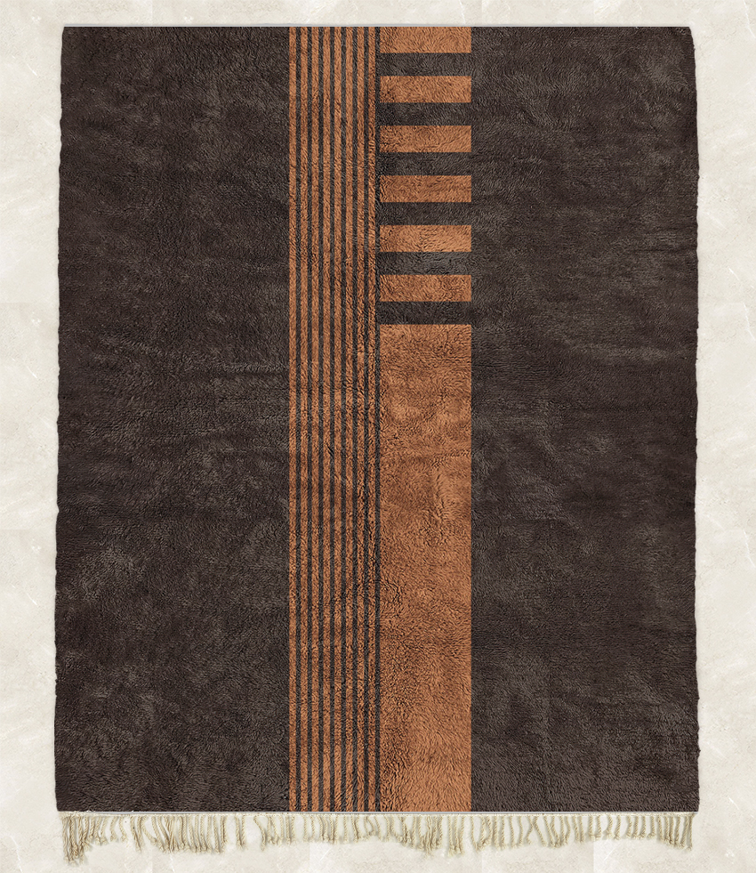 Moroccan custom rug from Beni Ourain, Wool, Brown