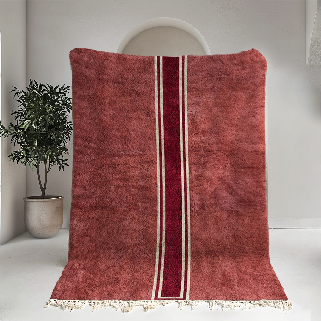 Moroccan custom rug from Beni Ourain, Wool, Red