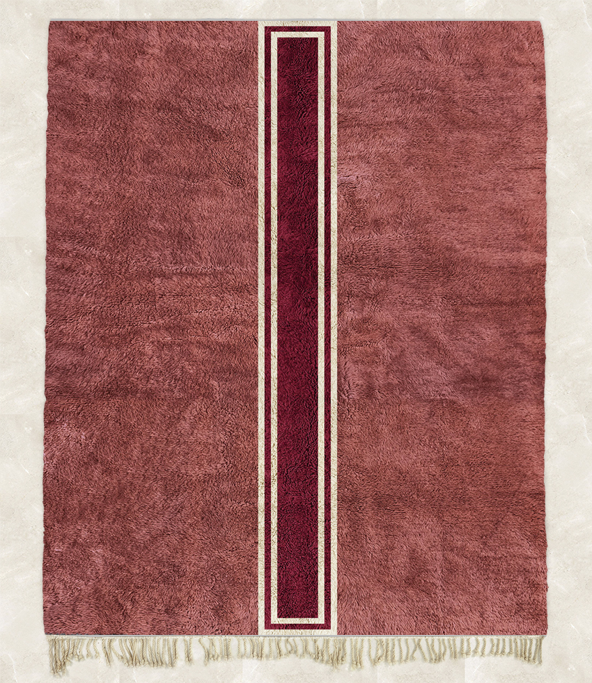 Moroccan custom rug from Beni Ourain, Wool, Red