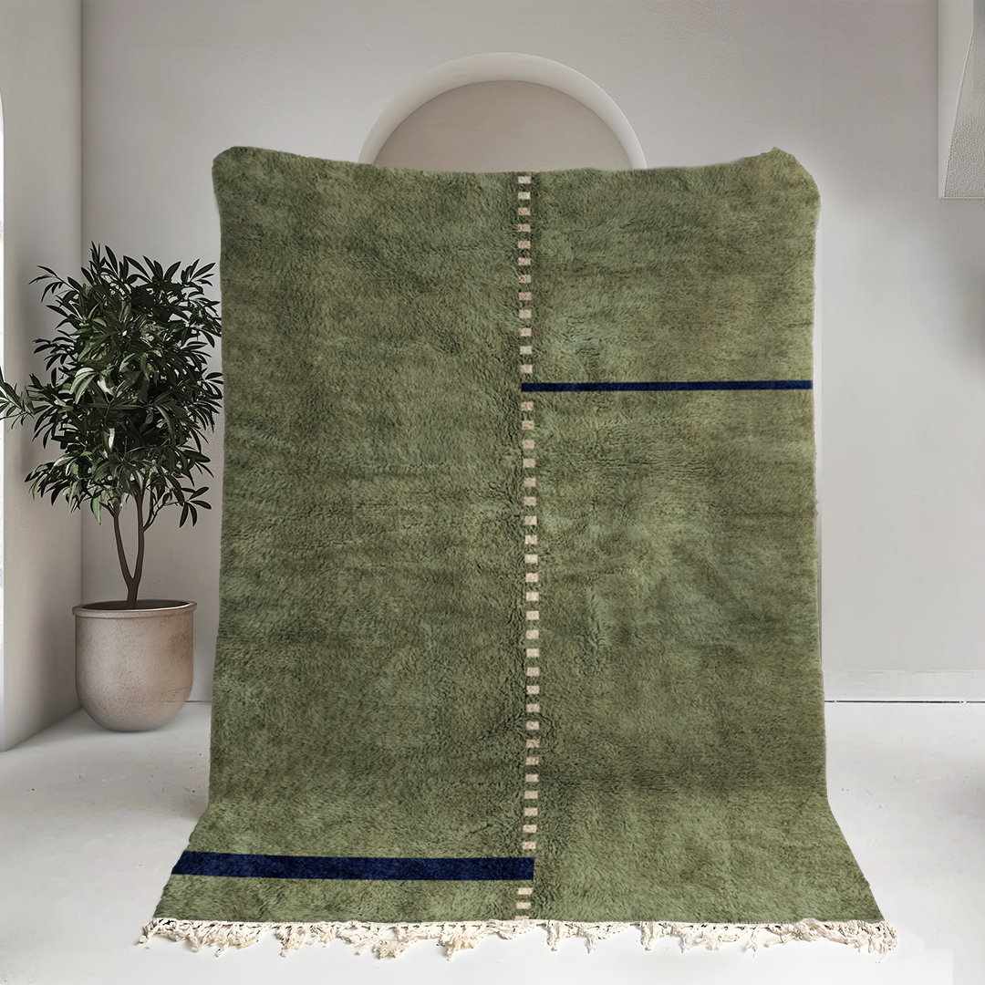 Moroccan custom rug from Beni Ourain, Wool, Green