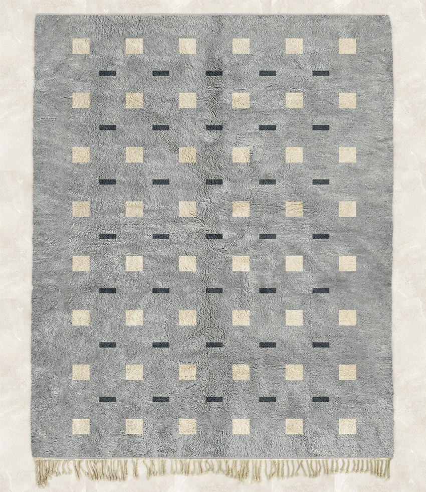 Moroccan custom rug from Beni Ourain, Wool, Gray