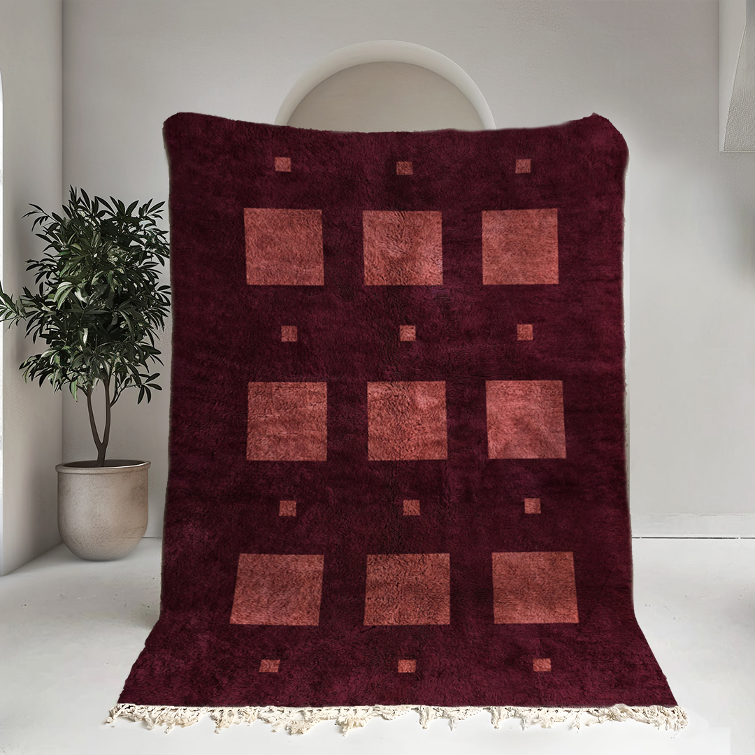 Moroccan custom rug from Beni Ourain, Wool, Red