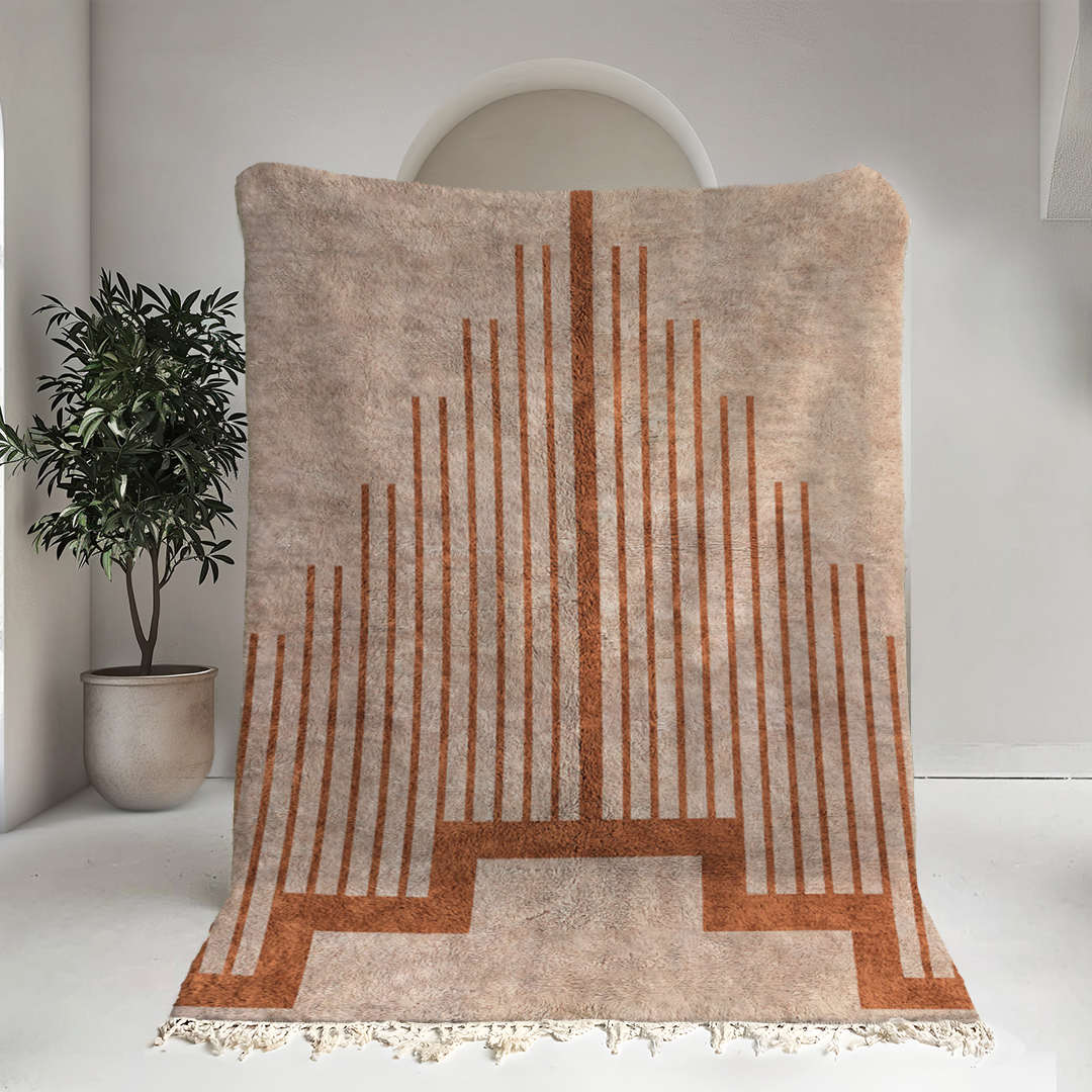 Moroccan custom rug from Beni Ourain, Wool, White