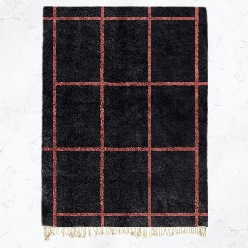 Moroccan custom rug from Beni Ourain, Wool, Black