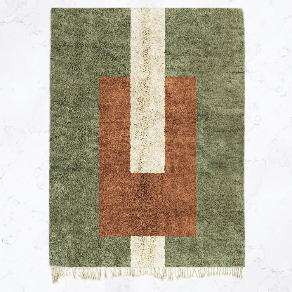 Moroccan custom rug from Beni Ourain, Wool, Green