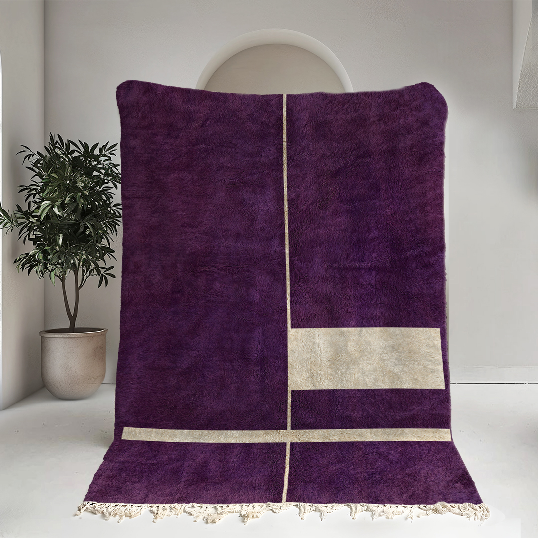 Moroccan custom rug from Beni Ourain, Wool, Purple