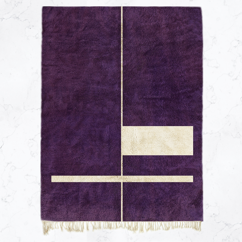 Moroccan custom rug from Beni Ourain, Wool, Purple