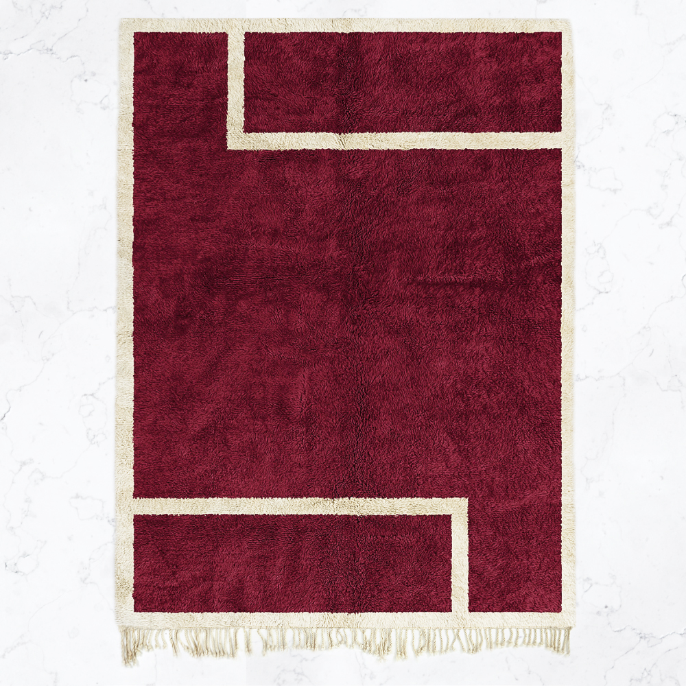 Moroccan custom rug from Beni Ourain, Wool, Red