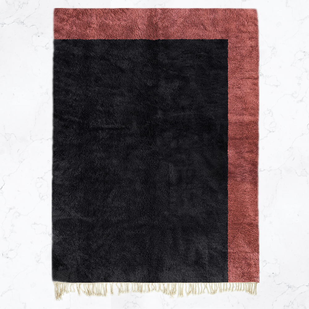 Moroccan custom rug from Beni Ourain, Wool, Black