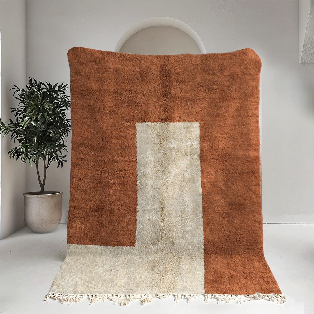 Moroccan custom rug from Beni Ourain, Wool, Orange