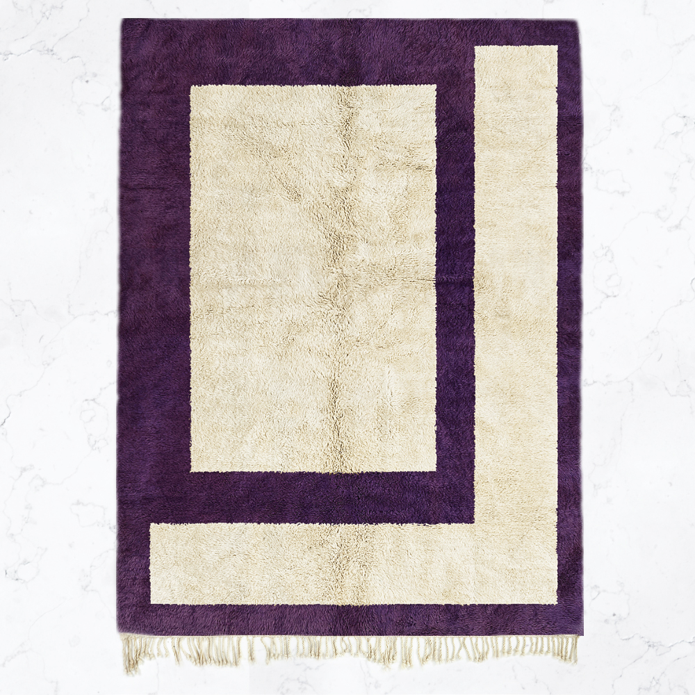 Moroccan custom rug from Beni Ourain, Wool, White