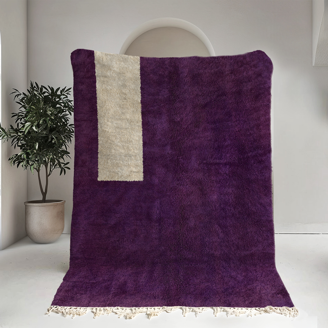 Moroccan custom rug from Beni Ourain, Wool, Purple