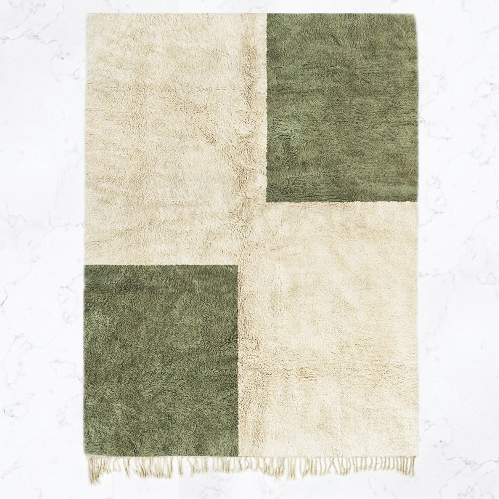 Moroccan custom rug from Beni Ourain, Wool, Green