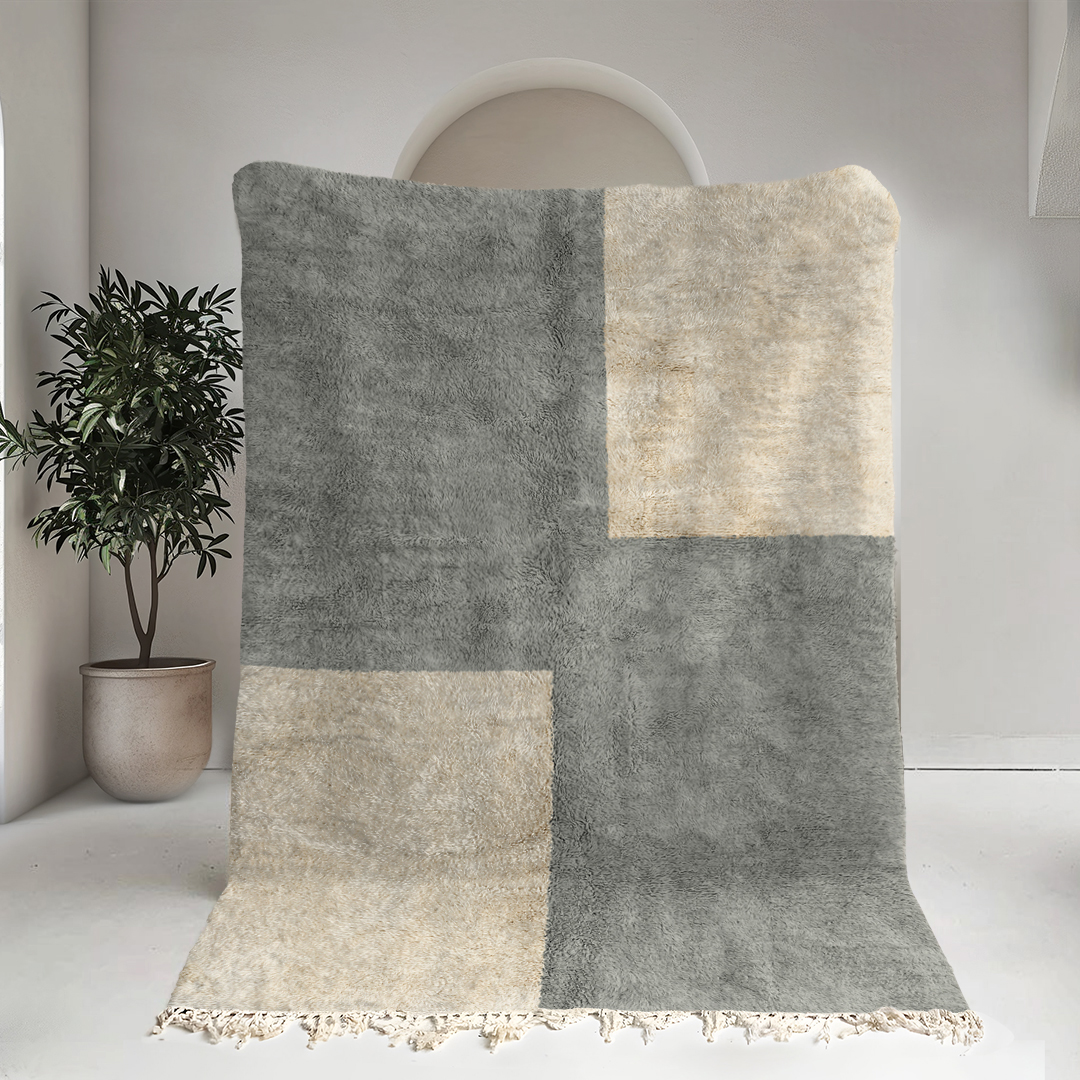 Moroccan custom rug from Beni Ourain, Wool, Gray