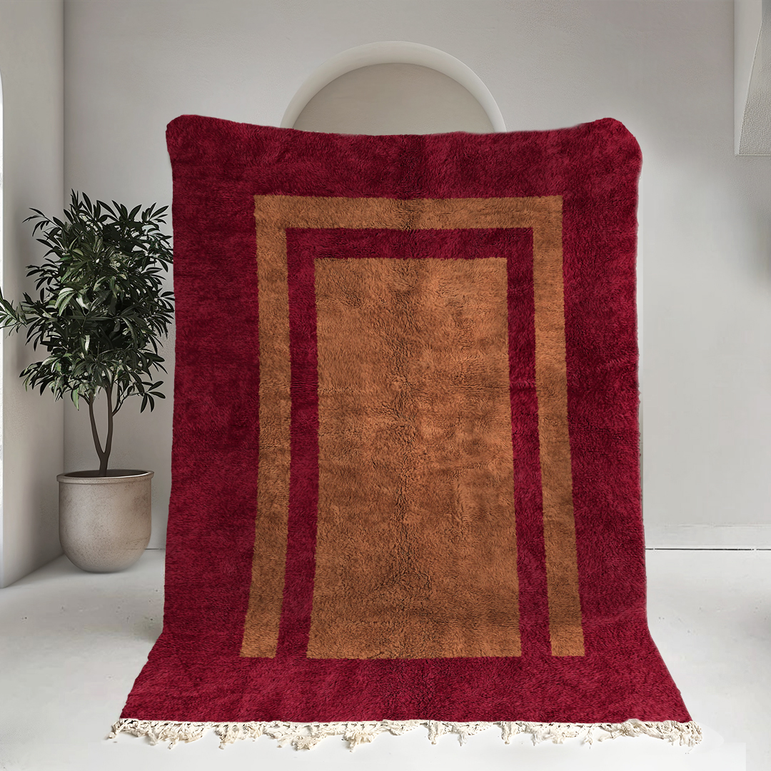 Moroccan custom rug from Beni Ourain, Wool, Red