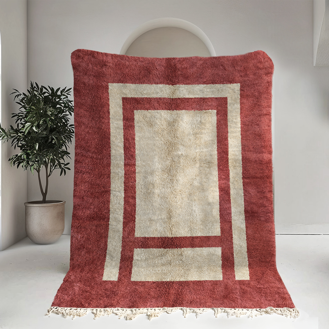 Moroccan custom rug from Beni Ourain, Wool, Red