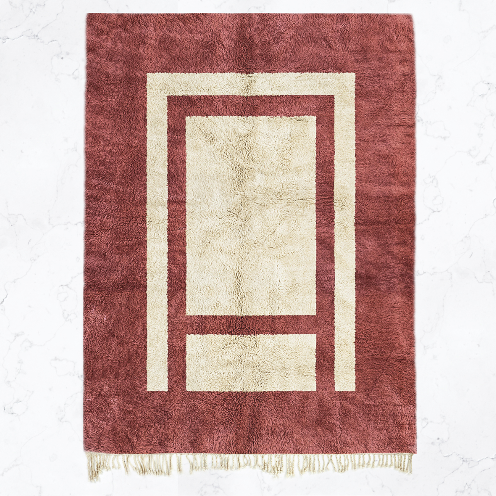 Moroccan custom rug from Beni Ourain, Wool, Red