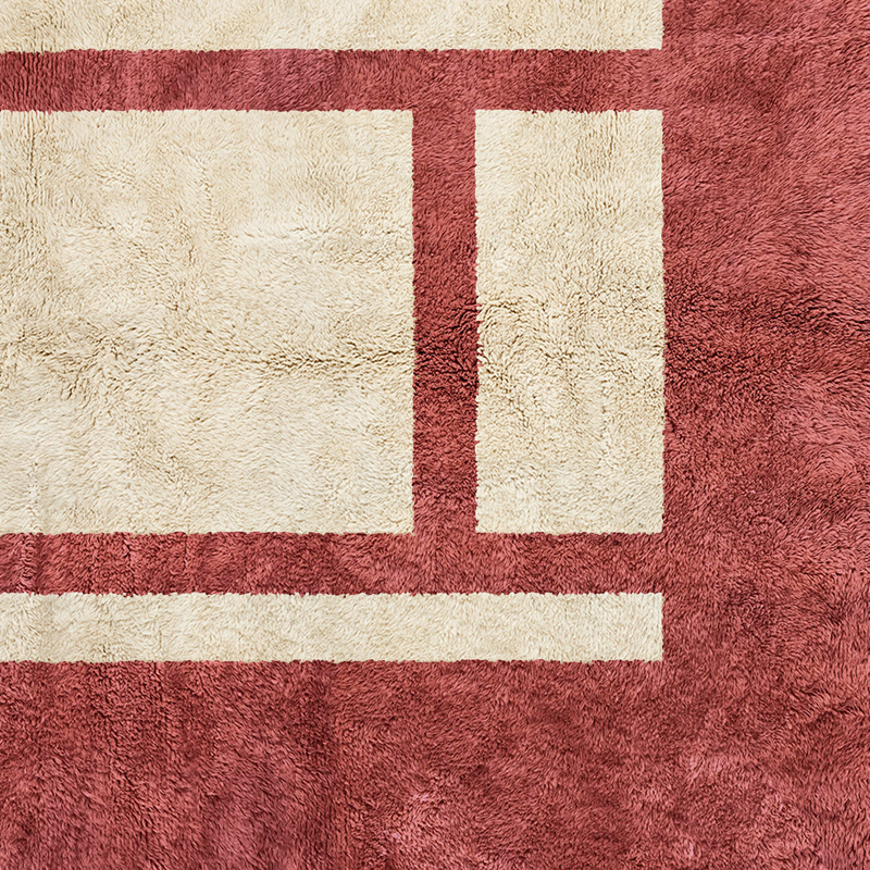 Moroccan custom rug from Beni Ourain, Wool, Red