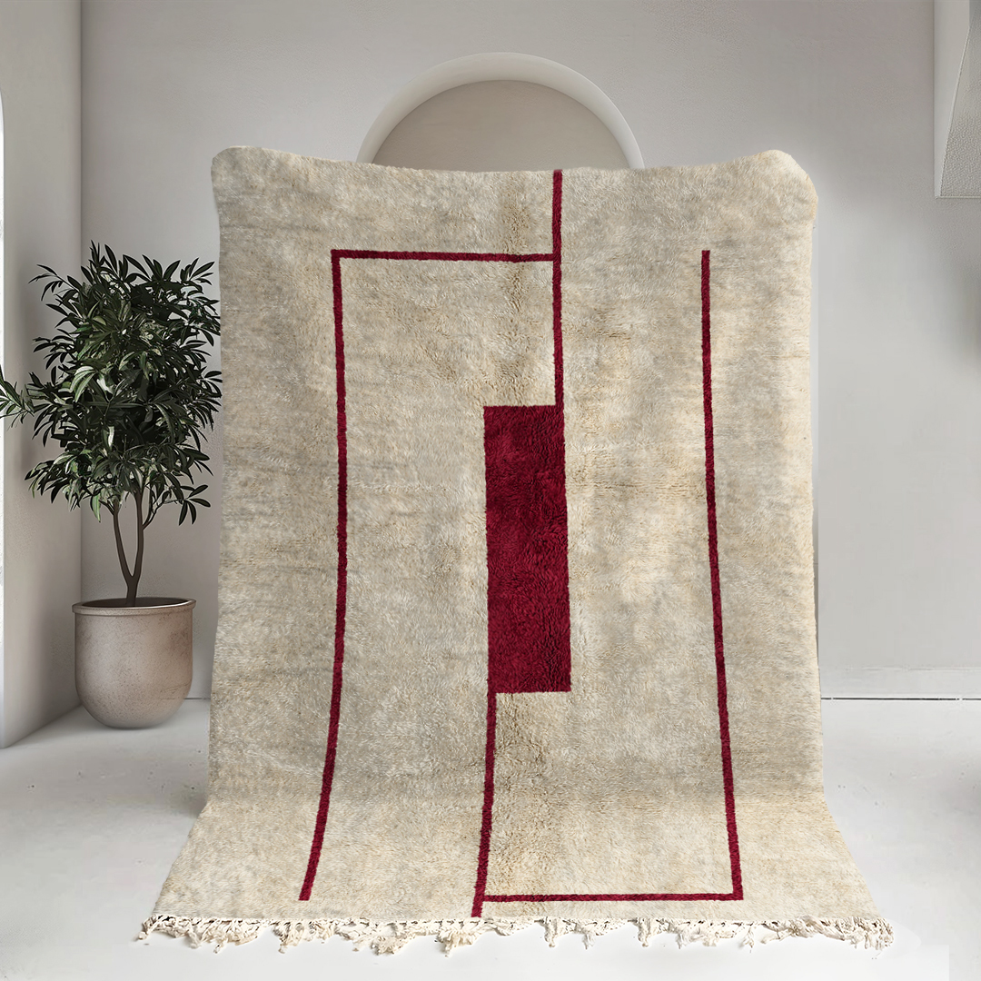 Moroccan custom rug from Beni Ourain, Wool, White