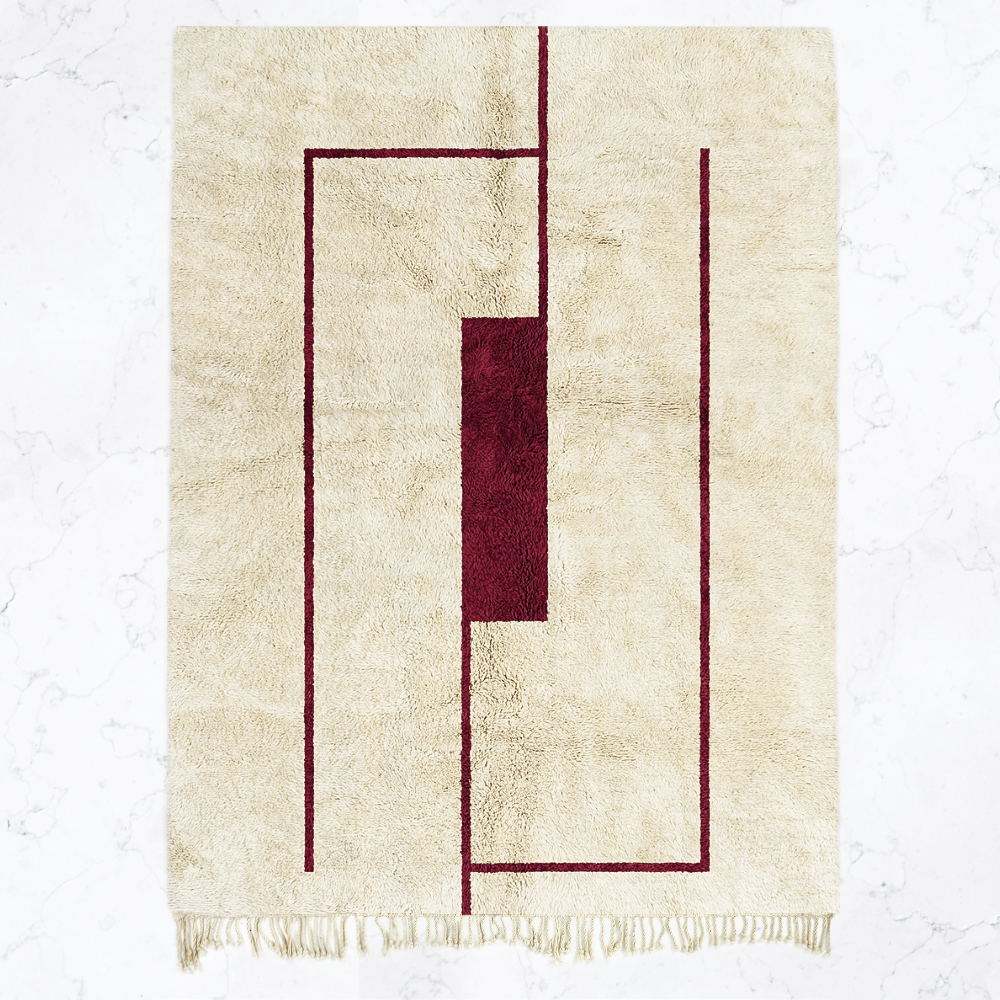 Moroccan custom rug from Beni Ourain, Wool, White