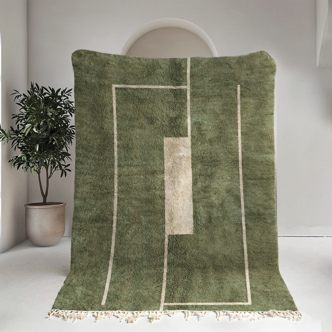 Moroccan custom rug from Beni Ourain, Wool, Green