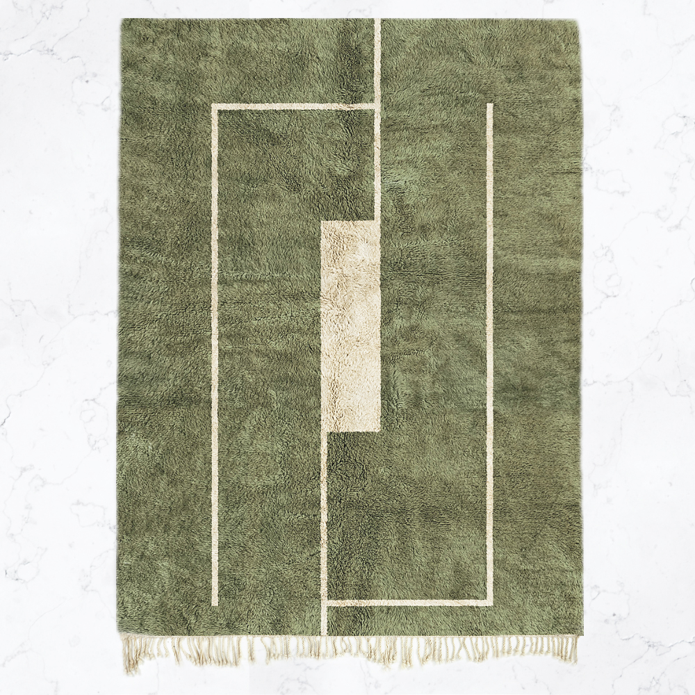 Moroccan custom rug from Beni Ourain, Wool, Green