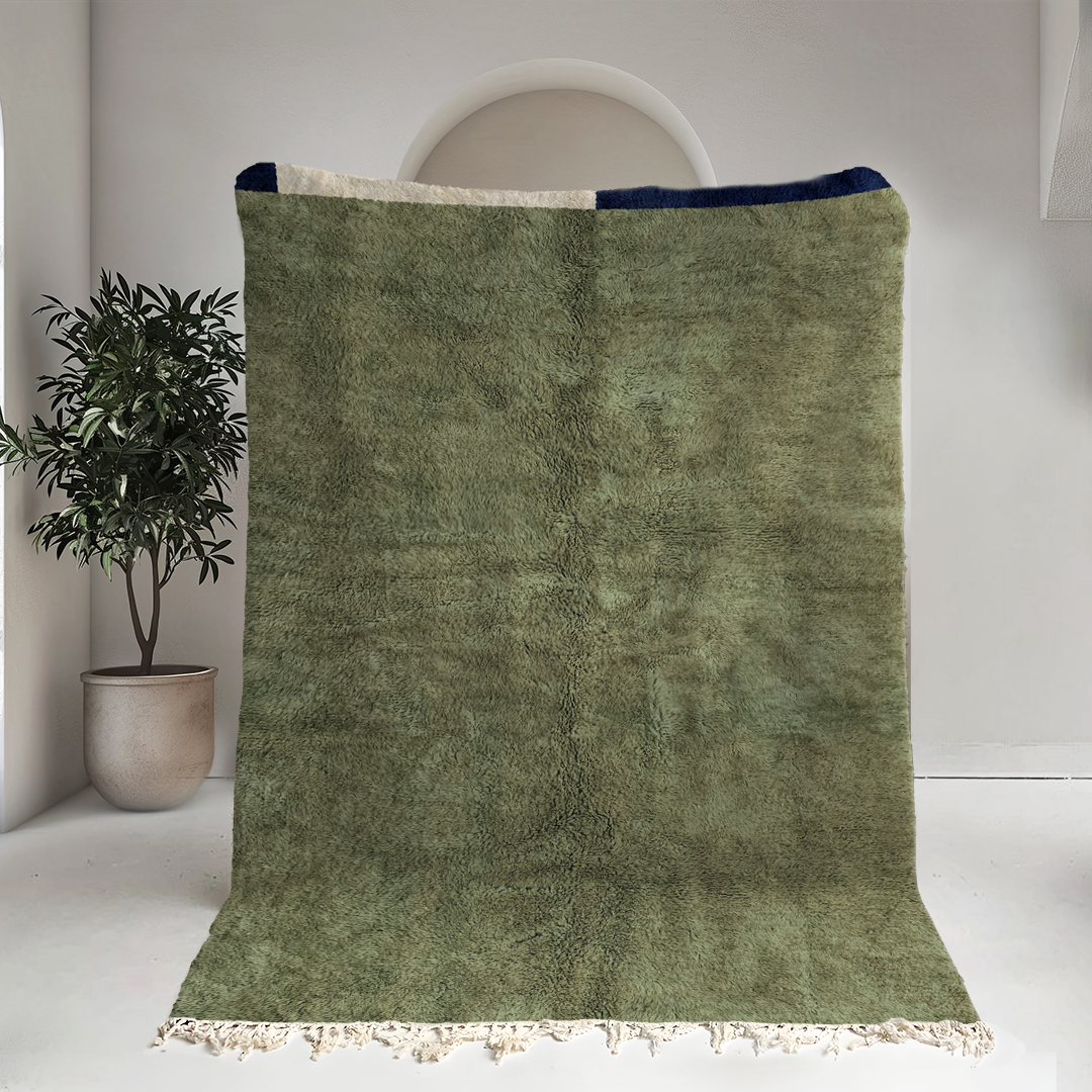 Moroccan custom rug from Beni Ourain, Wool, Green