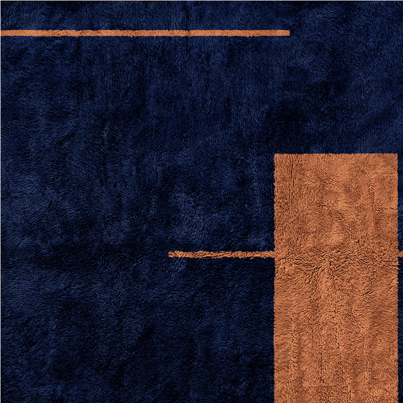 Moroccan custom rug from Beni Ourain, Wool, Blue