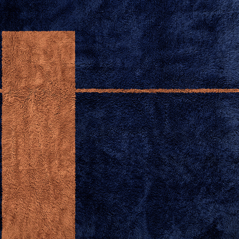 Moroccan custom rug from Beni Ourain, Wool, Blue