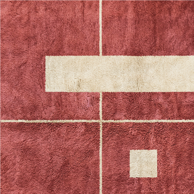 Moroccan custom rug from Beni Ourain, Wool, Red