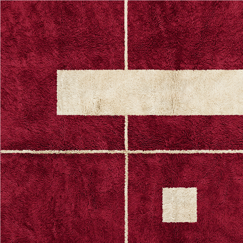 Moroccan custom rug from Beni Ourain, Wool, Red