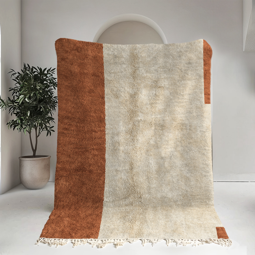 Moroccan custom rug from Beni Ourain, Wool, Orange