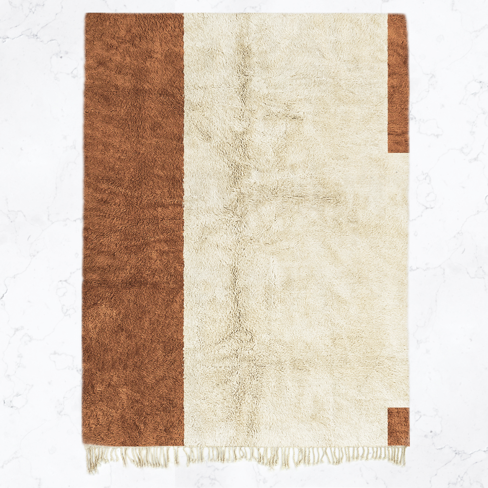 Moroccan custom rug from Beni Ourain, Wool, Orange
