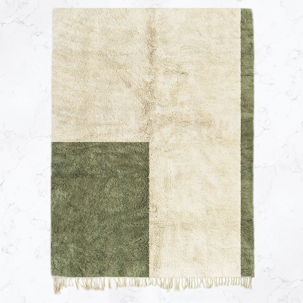 Moroccan custom rug from Beni Ourain, Wool, Green
