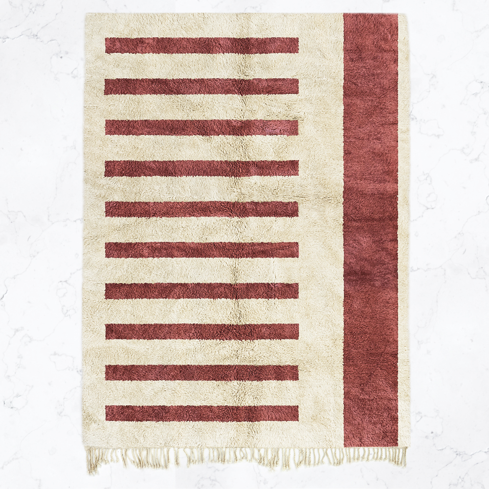 Moroccan custom rug from Beni Ourain, Wool, Red