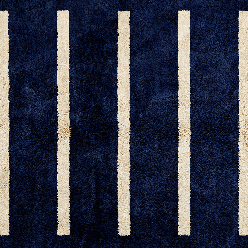 Moroccan custom rug from Beni Ourain, Wool, Blue
