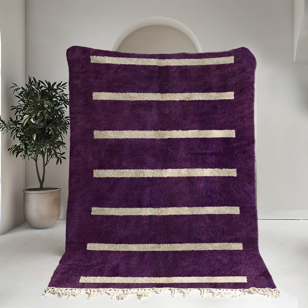 Moroccan custom rug from Beni Ourain, Wool, Purple