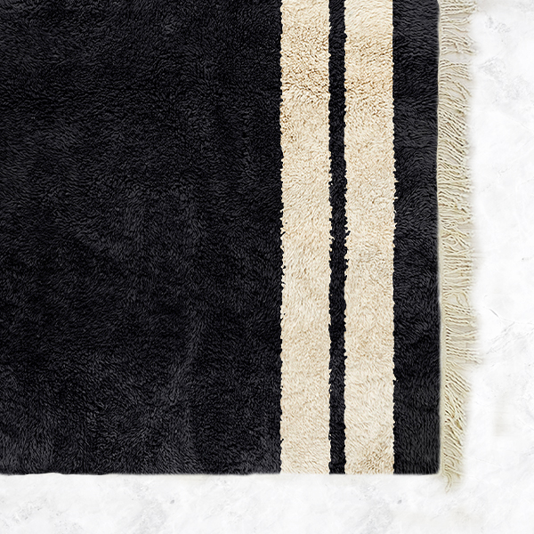 Moroccan custom rug from Beni Ourain, Wool, Black