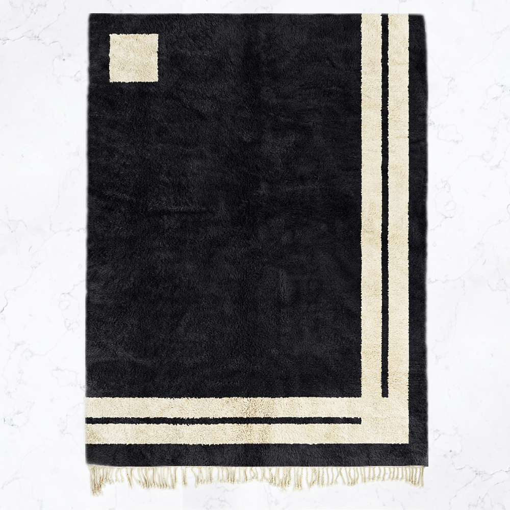 Moroccan custom rug from Beni Ourain, Wool, Black