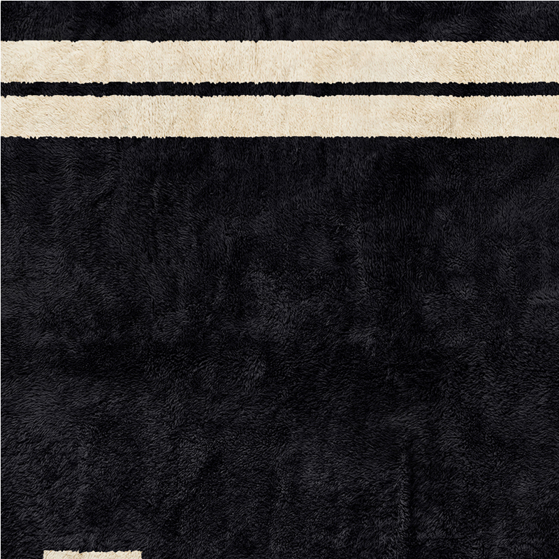 Moroccan custom rug from Beni Ourain, Wool, Black