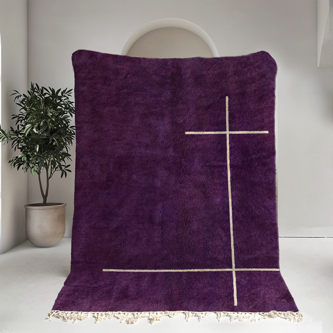 Moroccan custom rug from Beni Ourain, Wool, Purple