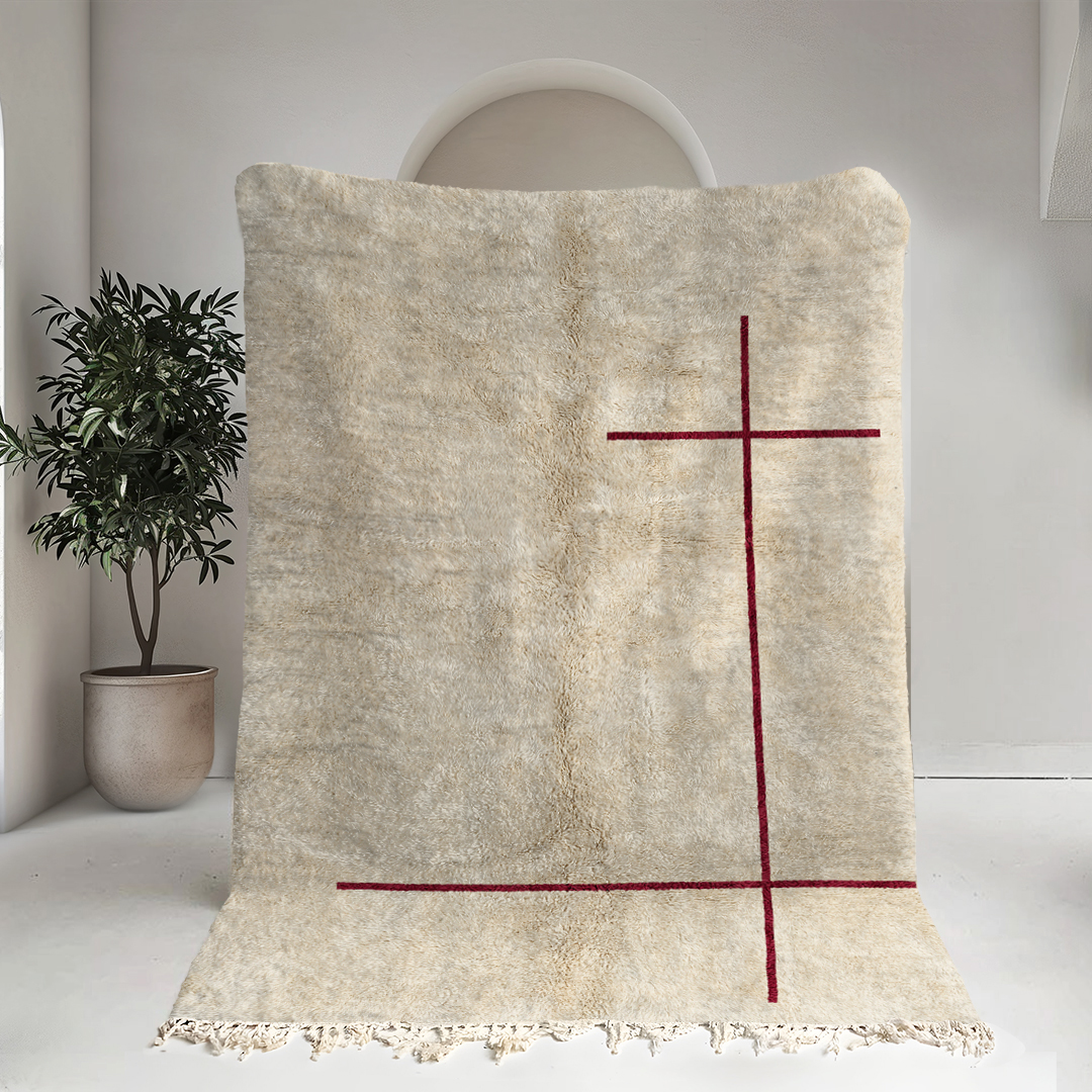 Moroccan custom rug from Beni Ourain, Wool, White