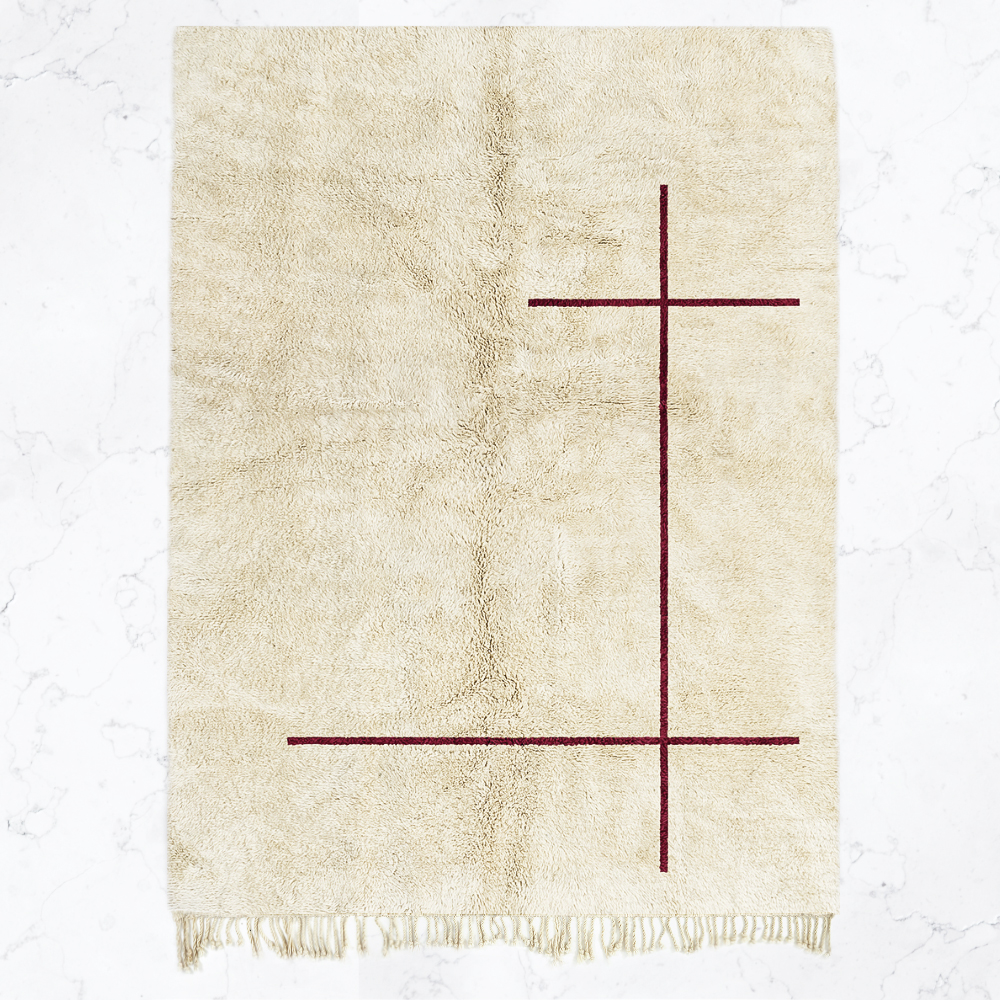 Moroccan custom rug from Beni Ourain, Wool, White